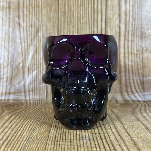 Kosta Boda Still Life Skull Candle Holder Crystal Glass Purple - Picture 2 of 12